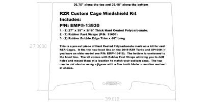 RZR Custom Cage Windshield Kit for 2019-21 RZR Turbo and RZR XP1000