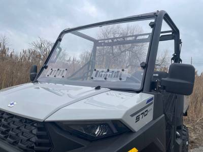 Extreme Metal Products, LLC - 2015-23 Mid-Size/2-Seat Polaris Ranger Hard Coated Windshield with Slide Vents - Image 1