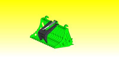 Extreme Metal Products, LLC - Snaggle-Tooth Rock Bucket for small John Deere Tractors (shown with optional add-on Grapple)