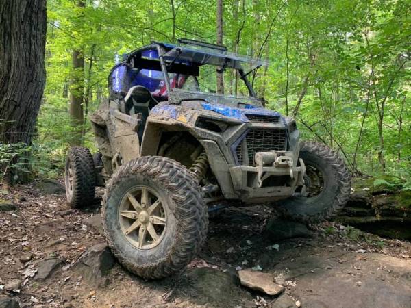 Customer side by side on the trail