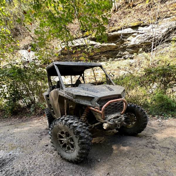 Customer side by side on the trail